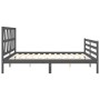 Gray solid wood bed frame with headboard 200x200 cm by vidaXL, Beds and slatted bases - Ref: Foro24-3194398, Price: 167,92 €,...