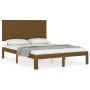 Estructura cama y cabecero madera maciza marrón miel 120x200 cm de vidaXL, Camas y somieres - Ref: Foro24-3193659, Precio: 13...