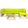 4-piece pallet furniture and green impregnated pine wood cushions by vidaXL, Garden sets - Ref: Foro24-3066767, Price: 335,99...