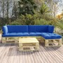 4-piece pallet furniture and green impregnated pine wood cushions by vidaXL, Garden sets - Ref: Foro24-3066766, Price: 323,90...