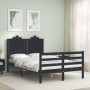 Double bed frame with black solid wood headboard by vidaXL, Beds and slatted bases - Ref: Foro24-3194155, Price: 149,99 €, Di...