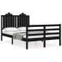 Double bed frame with black solid wood headboard by vidaXL, Beds and slatted bases - Ref: Foro24-3194155, Price: 149,99 €, Di...