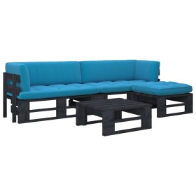 4-piece pallet furniture and black impregnated pine wood cushions by vidaXL, Garden sets - Ref: Foro24-3066797, Price: 282,99...