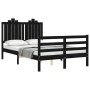 Double bed frame with black solid wood headboard by vidaXL, Beds and slatted bases - Ref: Foro24-3194155, Price: 149,99 €, Di...