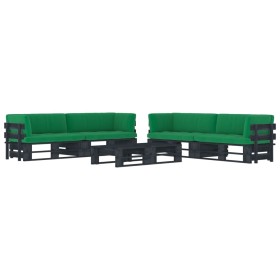 6-piece pallet furniture set with pine wood cushions in black impregnated wood. by vidaXL, Garden sets - Ref: Foro24-3067014,...