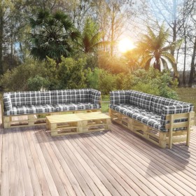 6-piece pallet furniture and green impregnated pine wood cushions by vidaXL, Garden sets - Ref: Foro24-3066986, Price: 612,99...