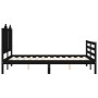 Double bed frame with black solid wood headboard by vidaXL, Beds and slatted bases - Ref: Foro24-3194155, Price: 149,99 €, Di...