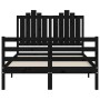 Double bed frame with black solid wood headboard by vidaXL, Beds and slatted bases - Ref: Foro24-3194155, Price: 149,99 €, Di...