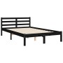 Double bed frame with black solid wood headboard by vidaXL, Beds and slatted bases - Ref: Foro24-3194155, Price: 149,99 €, Di...