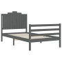 Gray solid wood bed frame with headboard 100x200 cm by vidaXL, Beds and slatted bases - Ref: Foro24-3194173, Price: 122,17 €,...