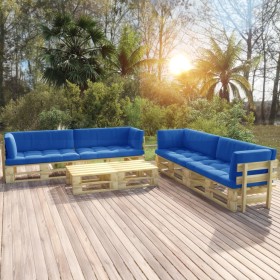 6-piece pallet furniture and green impregnated pine wood cushions by vidaXL, Garden sets - Ref: Foro24-3066982, Price: 582,99...