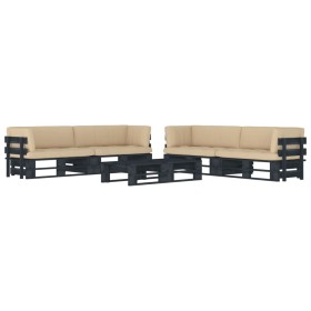 6-piece pallet furniture and black impregnated pine wood cushions by vidaXL, Garden sets - Ref: Foro24-3067012, Price: 559,12...