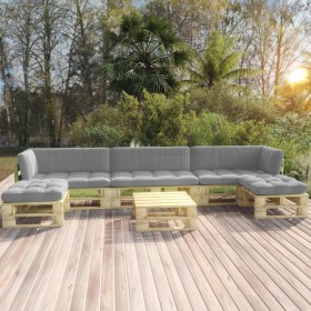 6-piece pallet furniture and green impregnated pine wood cushions by vidaXL, Garden sets - Ref: Foro24-3066903, Price: 566,99...