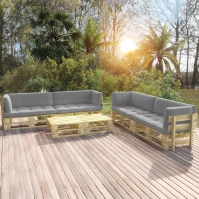 6-piece pallet furniture and green impregnated pine wood cushions by vidaXL, Garden sets - Ref: Foro24-3066975, Price: 640,99...