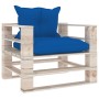 Garden pallet sofa with royal blue pine wood cushions by vidaXL, Outdoor sofas - Ref: Foro24-3066049, Price: 83,22 €, Discoun...