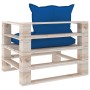 Garden pallet sofa with royal blue pine wood cushions by vidaXL, Outdoor sofas - Ref: Foro24-3066049, Price: 83,22 €, Discoun...