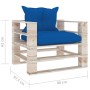 Garden pallet sofa with royal blue pine wood cushions by vidaXL, Outdoor sofas - Ref: Foro24-3066049, Price: 83,22 €, Discoun...