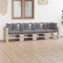 4-Sitzer-Gartensofa aus Paletten mit Kissen aus Kiefernholz von vidaXL, Gartensets - Ref: Foro24-3066134, Preis: 377,47 €, Ra...