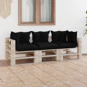 3-seater pallet garden sofa with pine wood cushions by vidaXL, Garden sets - Ref: Foro24-3066114, Price: 254,44 €, Discount: %