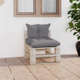 Central garden sofa made of pallets with pine wood cushions by vidaXL, Outdoor sofas - Ref: Foro24-3066074, Price: 73,64 €, D...