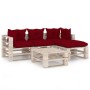 5-piece pallet garden furniture with pine wood cushions by vidaXL, Garden sets - Ref: Foro24-3066183, Price: 395,17 €, Discou...