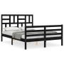 Estructura de cama con cabecero madera maciza negro 120x200 cm de vidaXL, Camas y somieres - Ref: Foro24-3194895, Precio: 164...