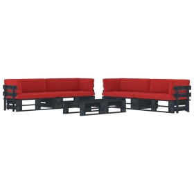 6-piece pallet furniture and black impregnated pine wood cushions by vidaXL, Garden sets - Ref: Foro24-3067015, Price: 593,29...