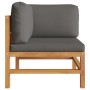 Ecksofa, 2 Stück aus massivem Teakholz und dunkelgrauen Kissen von vidaXL, Modulare Sofas für den Außenbereich - Ref: Foro24-...