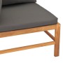 Ecksofa, 2 Stück aus massivem Teakholz und dunkelgrauen Kissen von vidaXL, Modulare Sofas für den Außenbereich - Ref: Foro24-...