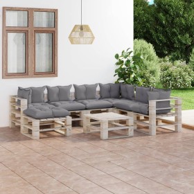 8-piece pallet garden furniture with pine wood cushions by vidaXL, Garden sets - Ref: Foro24-3066164, Price: 576,17 €, Discou...