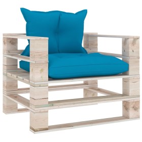 Garden pallet sofa with blue pine wood cushions by vidaXL, Outdoor sofas - Ref: Foro24-3066045, Price: 88,99 €, Discount: %