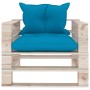 Garden pallet sofa with blue pine wood cushions by vidaXL, Outdoor sofas - Ref: Foro24-3066045, Price: 88,98 €, Discount: %