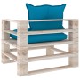 Garden pallet sofa with blue pine wood cushions by vidaXL, Outdoor sofas - Ref: Foro24-3066045, Price: 88,98 €, Discount: %