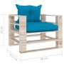 Garden pallet sofa with blue pine wood cushions by vidaXL, Outdoor sofas - Ref: Foro24-3066045, Price: 88,98 €, Discount: %