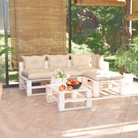 5-piece pallet garden furniture with pine wood cushions by vidaXL, Garden sets - Ref: Foro24-3066253, Price: 385,99 €, Discou...