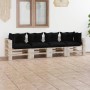 4-seater pallet garden sofa with pine wood cushions by vidaXL, Garden sets - Ref: Foro24-3066129, Price: 375,49 €, Discount: %