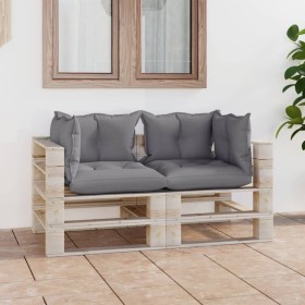 2-seater pallet garden sofa with pine wood cushions by vidaXL, Garden sets - Ref: Foro24-3066104, Price: 180,99 €, Discount: %