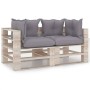 2-seater pallet garden sofa with pine wood cushions by vidaXL, Garden sets - Ref: Foro24-3066104, Price: 180,70 €, Discount: %