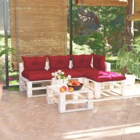 5-piece pallet garden furniture with pine wood cushions by vidaXL, Garden sets - Ref: Foro24-3066258, Price: 371,99 €, Discou...