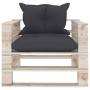 Gartensofa aus Paletten mit Kissen aus anthrazitfarbenem Kiefernholz von vidaXL, Outdoor-Sofas - Ref: Foro24-3066040, Preis: ...