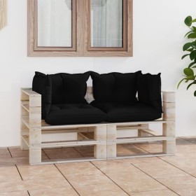 2-seater pallet garden sofa with pine wood cushions by vidaXL, Garden sets - Ref: Foro24-3066099, Price: 189,99 €, Discount: %