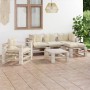 Garden furniture made of 6-piece pallets and pine wood cushions by vidaXL, Garden sets - Ref: Foro24-3066193, Price: 501,71 €...