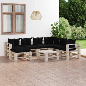 8-teilige Paletten-Gartenmöbel mit Kissen aus Kiefernholz von vidaXL, Gartensets - Ref: Foro24-3066159, Preis: 573,99 €, Raba...