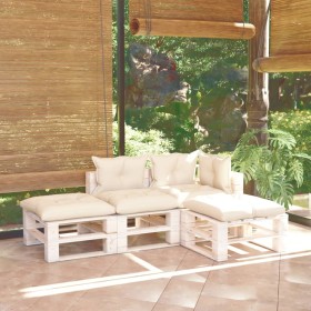 4-piece pallet garden furniture with pine wood cushions by vidaXL, Garden sets - Ref: Foro24-3066238, Price: 281,99 €, Discou...