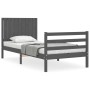 Gray solid wood bed frame with headboard 90x200 cm by vidaXL, Beds and slatted bases - Ref: Foro24-3194753, Price: 109,24 €, ...