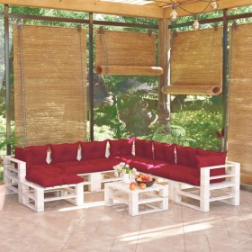 9-piece pallet garden furniture and pine wood cushions by vidaXL, Garden sets - Ref: Foro24-3066228, Price: 680,93 €, Discoun...