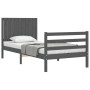 Gray solid wood bed frame with headboard 90x200 cm by vidaXL, Beds and slatted bases - Ref: Foro24-3194753, Price: 109,24 €, ...