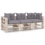 3-Sitzer-Gartensofa aus Paletten mit Kissen aus Kiefernholz von vidaXL, Gartensets - Ref: Foro24-3066119, Preis: 256,19 €, Ra...