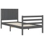 Estructura de cama con cabecero madera maciza gris 90x200 cm de vidaXL, Camas y somieres - Ref: Foro24-3194753, Precio: 109,9...