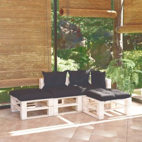 4-piece pallet garden furniture with pine wood cushions by vidaXL, Garden sets - Ref: Foro24-3066234, Price: 260,99 €, Discou...